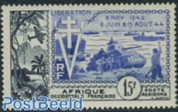 French West Africa 1954 Allied Landing 1v, Mint NH, History - Transport - Militarism - World War II - Aircraft & Aviat.. - Militaria