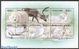 Tanzania 1999 Animals 6v M/s, Polar Bear, Mint NH, Nature - Animals (others & Mixed) - Bears - Birds - Birds Of Prey -.. - Tanzanie (1964-...)