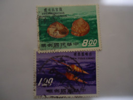 TAIWAN   USED   STAMPS  2 SHELLS  MARINE LIFE - Marine Life