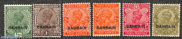Bahrain 1934 Definitives 6v, Overprints On India Stamps, Unused (hinged) - Bahrein (1965-...)