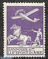 Denmark 1925 15o, Stamp Out Of Set, Mint NH, Nature - Transport - Horses - Aircraft & Aviation - Ongebruikt