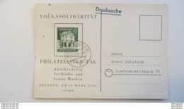 OPD: Ds-Karte Mit 6+44 Pf Dresdner Zwinger OSt. Dresden A21 31.3.46 Auf Anlasskarte Zum Philatelistentag Knr: 64 - Cartas & Documentos