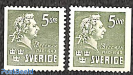 Sweden 1940 C.M. Bellman 2v,  Left And Right Side Imperforated, Mint NH - Ongebruikt