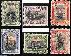 Malta 1928 Postage & Revenue Overprints 6v, Used Stamps, Transport - Ships And Boats - Ships