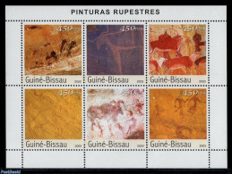 Guinea Bissau 2003 Cave Paintings 6v M/s, Mint NH, History - Nature - Archaeology - Art - Cave Paintings - Arqueología