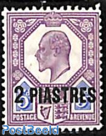 Great Britain 1905 Levant, 2p On 5d, Stamp Out Of Set, Unused (hinged) - Ongebruikt