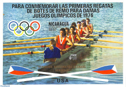 Nicaragua 1976 Olympic Winners S/s, Imperforated, Mint NH, Sport - Kayaks & Rowing - Olympic Games - Remo