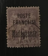 Timbre Oblitéré Madagascar 5 F. De 1895 - Gebruikt