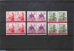 Indonesia 1945 REPOEBLIK INDONESIA Overprints 3 Blocks Of 4 [+], Mint NH - Indonesia