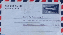 Australia 1960 Aerogramme 10d To USA, Used Postal Stationary, Transport - Aircraft & Aviation - Briefe U. Dokumente
