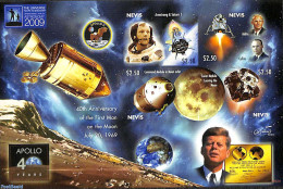 Nevis 2009 Moonlanding Anniversary M/s, Imperforated, Mint NH, Transport - Space Exploration - St.Kitts And Nevis ( 1983-...)
