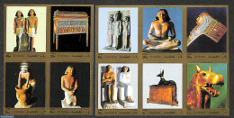 Fujeira 1972 Egyptian Art 10v, Imperforated, Mint NH, History - Archaeology - Art - Sculpture - Archäologie
