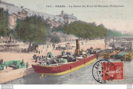 A9-75) PARIS - LA SEINE AU PONT SAINT NICOLAS (TUILERIES) - ( PENICHES  ET VAPEUR - COLORISEE ) - La Seine Et Ses Bords