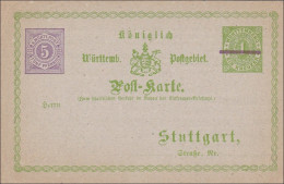 Württemberg: Ganzsache Postkarte Königlich Württembergisches Postgebiet - Lettres & Documents