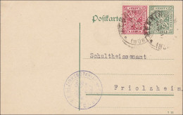 Württemberg:  Postkarte Renningen Nach Friolsheim 1920 - Cartas & Documentos