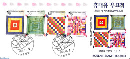 Korea, South 1997 Patchwork Booklet (with 2 Sets Inside+1 Cancelled Set On Cover), Mint NH, Various - Textiles - Textiles