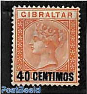 Gibraltar 1889 40c On 4d, Unused Without Gum, Unused (hinged) - Gibraltar