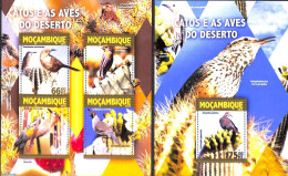 Mozambique 2016 Desert Birds 2 S/s, Mint NH, Nature - Birds - Cacti - Cactussen