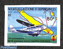 New Caledonia 1985 Regular Flights 1v, Imperforated, Mint NH, Transport - Various - Aircraft & Aviation - Maps - Unused Stamps