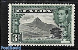 Sri Lanka (Ceylon) 1938 3c, Perf. 13:12, Stamp Out Of Set, Unused (hinged) - Sri Lanka (Ceylan) (1948-...)