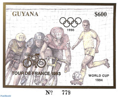 Guyana 1993 Olympic Games S/s, Gold, Mint NH, Sport - Cycling - Football - Olympic Games - Radsport