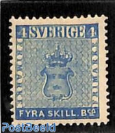 Sweden 1885 4sk, Reprint Of 1885, Perf. 13, Unused Hinged, Unused (hinged) - Nuevos