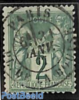 France 1876 2c Green, Type II, Used, Used Stamps - Usati