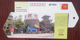 Sculpture Of Mermaid & Swordfish,China 2013 Wuxi Underwater World Aquarium Small Size Ticket Pre-stamped Card - Marine Life