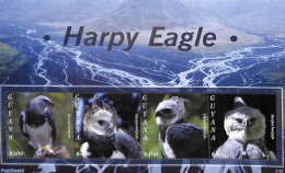 Guyana 2021 Harpy Eagle 4v M/s, Mint NH, Nature - Birds - Birds Of Prey - Guyana (1966-...)
