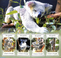 Sao Tome/Principe 2014 Koala Bears 4v M/s, Mint NH, Nature - Animals (others & Mixed) - Wild Mammals - São Tomé Und Príncipe