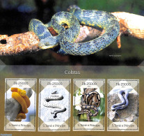 Sao Tome/Principe 2014 Snakes 4v M/s, Mint NH, Nature - Reptiles - Snakes - Sao Tome Et Principe