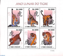 Sao Tome/Principe 2010 Year Of The Tiger 6v M/s, Mint NH, Nature - Various - Cat Family - New Year - Nieuwjaar