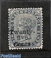 Sri Lanka (Ceylon) 1885 25c On 32c, Greyblack, Stamp Out Of Set, Unused (hinged) - Sri Lanka (Ceylon) (1948-...)