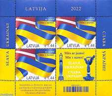 Latvia 2022 Russian Invasion Of Ukraina S/s, Mint NH, History - Flags - Militarism - Militares