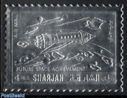 Sharjah 1972 Future Space 1v, Silver, Mint NH, Transport - Various - Space Exploration - Other Material Than Paper - A.. - Oddities On Stamps