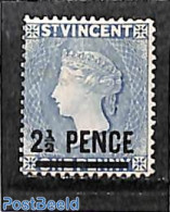 Saint Vincent 1885 2.5p On 1p, Greyblue, Stamp Out Of Set, Unused (hinged) - St.Vincent (1979-...)