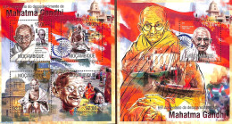 Mozambique 2013 Mahatma Gandhi 2 S/s, Mint NH, History - Transport - Gandhi - Stamps On Stamps - Ships And Boats - Art.. - Mahatma Gandhi