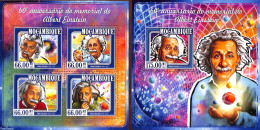 Mozambique 2015 Albert Einstein 2 S/s, Mint NH, History - Science - Nobel Prize Winners - Atom Use & Models - Physicians - Prix Nobel