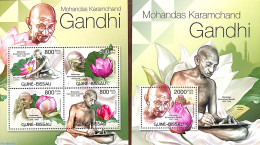 Guinea Bissau 2012 Gandhi 2 S/s, Mint NH, History - Nature - Gandhi - Flowers & Plants - Mahatma Gandhi