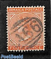 Jamaica 1883 4d, WM CRown-CA, Used A66 (=port Maria), Used Stamps - Jamaica (1962-...)