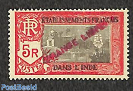 French India 1941 5R, FRANCE LIBRE, Stamp Out Of Set, Mint NH - Neufs