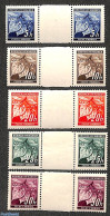 Bohemia & Moravia 1939 Definitives,  5 Gutter Pairs, Mint NH, Nature - Trees & Forests - Neufs