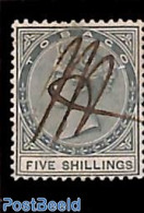 Trinidad & Tobago 1879 Tobago, 5sh, WM Crown-CC, Fiscally Used, Used Stamps - Trinidad En Tobago (1962-...)