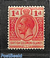 Solomon Islands 1922 1d, WM Script-CA, Stamp Out Of Set, Unused (hinged) - Salomon (Iles 1978-...)