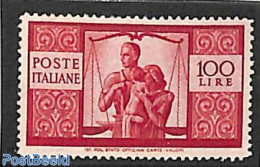 Italy 1945 100L, Perf. 14, Stamp Out Of Set, Unused (hinged), Science - Weights & Measures - Sonstige & Ohne Zuordnung