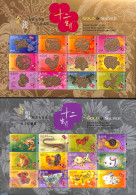 Hong Kong 2024 Newyear 24v (2 M/s), Mint NH, Nature - Cats - Dogs - Horses - Monkeys - Rabbits / Hares - Unused Stamps