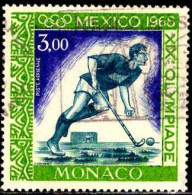 Monaco Avion Obl Yv: 92 Mi:888 Mexico Hockey Sur Gazon (Belle Obl.mécanique) - Poste Aérienne