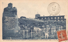 FRANCE - La Statue De L'aviateur Renaux Et L'observatoire Du Puy De Dome (1467 M D'alt) - Chien - Carte Postale Ancienne - Andere & Zonder Classificatie