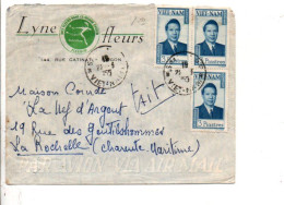 VIETNAM AFFRANCHISSEMENT COMPOSE SUR LETTRE DE SAIGON POUR LA FRANCE 1953 - Vietnam