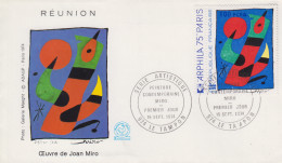 Enveloppe  FDC   1er  Jour   REUNION    Oeuvre  De  MIRO     LE  TAMPON   1974 - Otros & Sin Clasificación